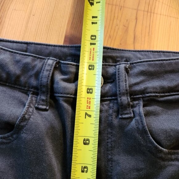 American Eagle AEO Black Hi-Rise Jeggings Ripped High Waisted Stretchy Skinny - Picture 9 of 11